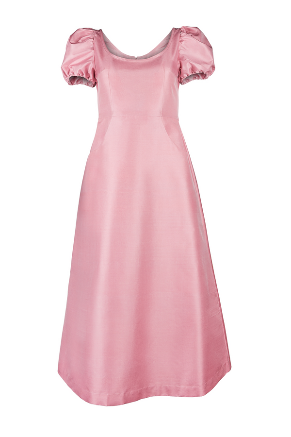 The Praya Midi Dress in Mulberry Silk - Pink