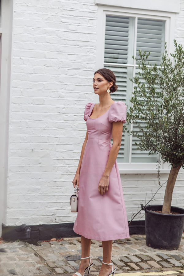 The Praya Midi Dress in Mulberry Silk - Pink