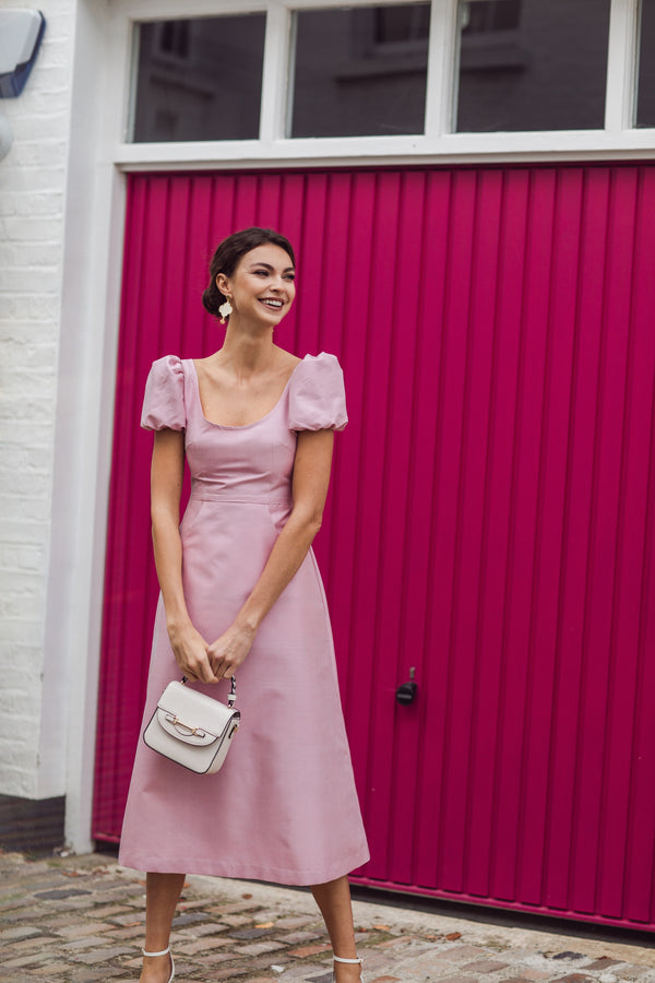 The Praya Midi Dress in Mulberry Silk - Pink