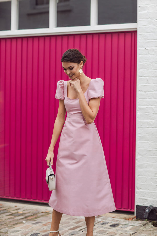 The Praya Midi Dress in Mulberry Silk - Pink