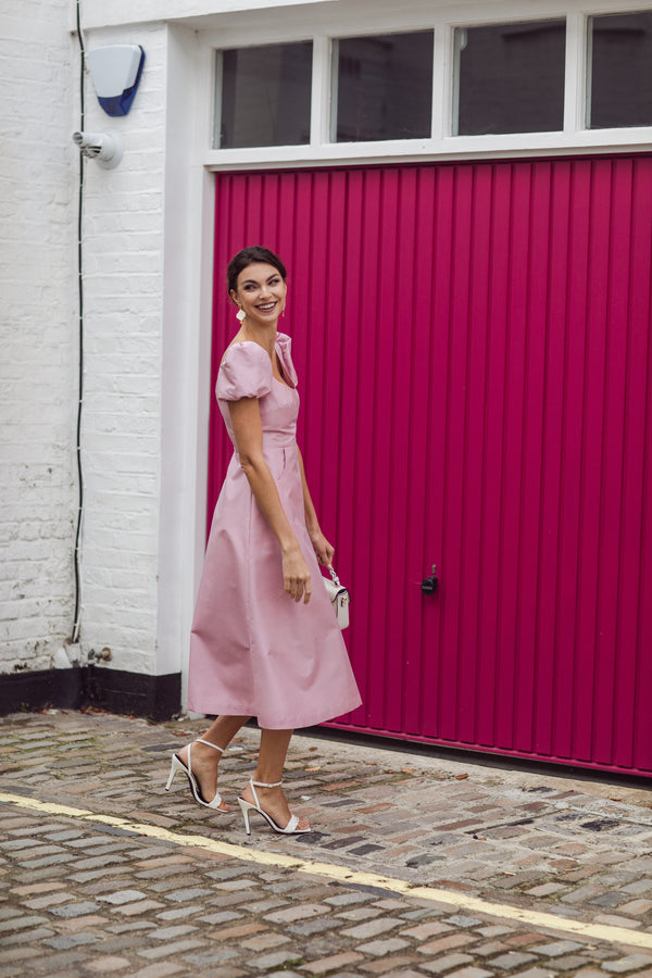 The Praya Midi Dress in Mulberry Silk - Pink
