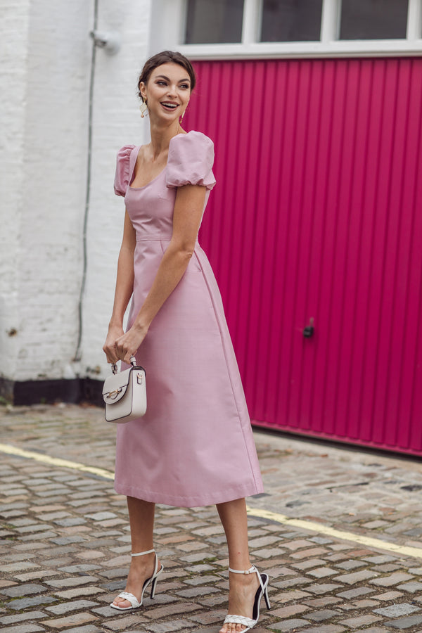 The Praya Midi Dress in Mulberry Silk - Pink
